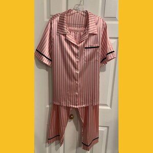 Pink and White Stripe Pajamas Set, Size XL